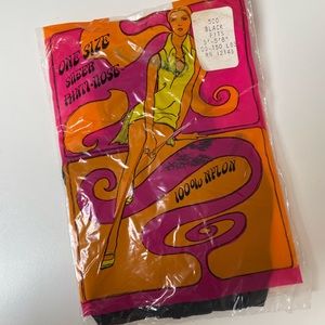 Vintage Deadtock Sheer Black Pantyhose NWT